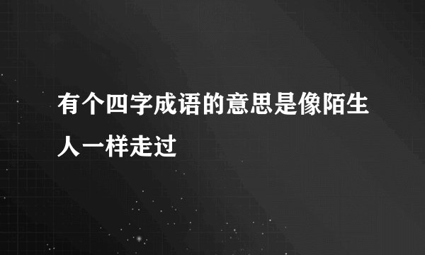 有个四字成语的意思是像陌生人一样走过
