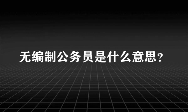无编制公务员是什么意思？