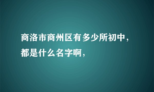商洛市商州区有多少所初中，都是什么名字啊，