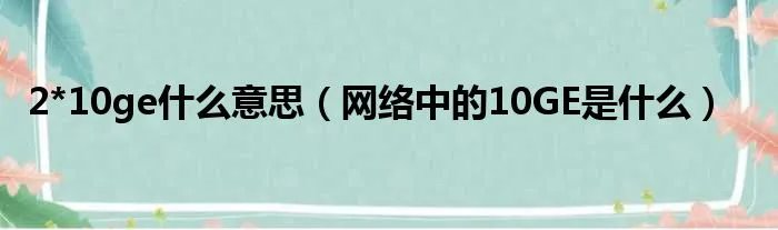 2*10ge什么意思（网络中的10GE是什么）