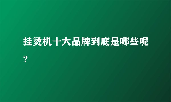挂烫机十大品牌到底是哪些呢？