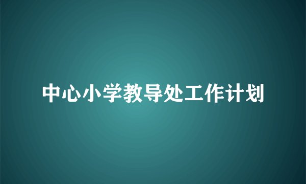 中心小学教导处工作计划