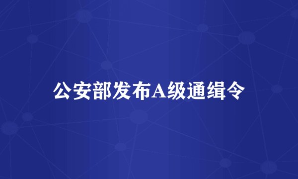 公安部发布A级通缉令