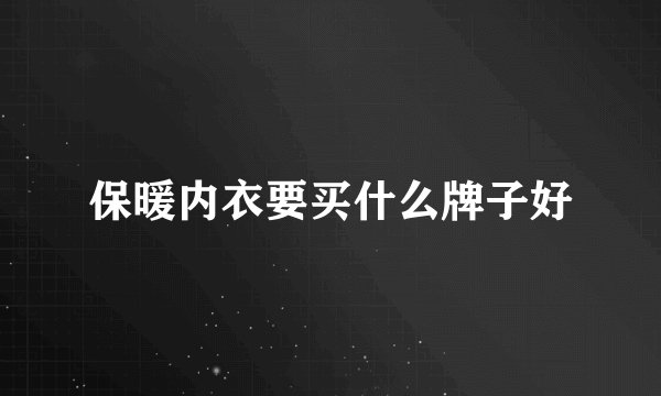 保暖内衣要买什么牌子好