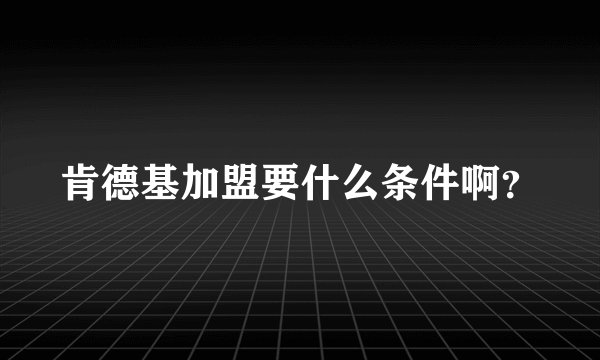 肯德基加盟要什么条件啊？