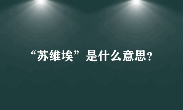 “苏维埃”是什么意思？