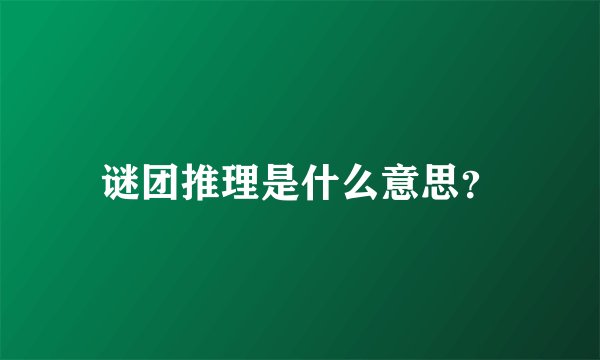 谜团推理是什么意思？