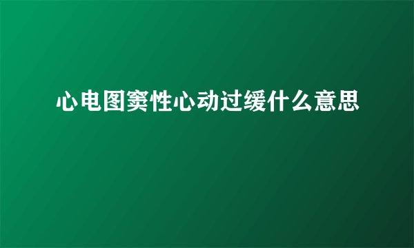 心电图窦性心动过缓什么意思