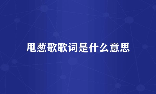 甩葱歌歌词是什么意思