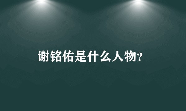 谢铭佑是什么人物？