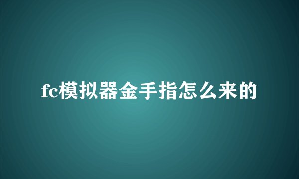 fc模拟器金手指怎么来的