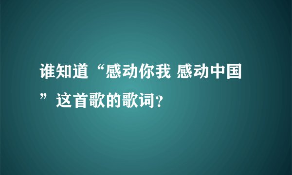 谁知道“感动你我 感动中国”这首歌的歌词？