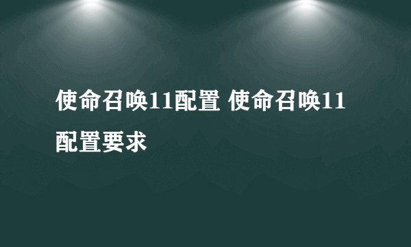 使命召唤11配置 使命召唤11配置要求