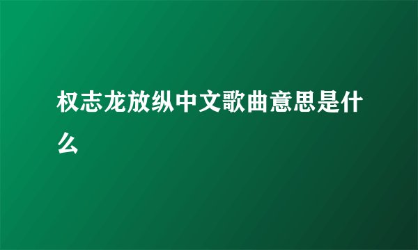 权志龙放纵中文歌曲意思是什么