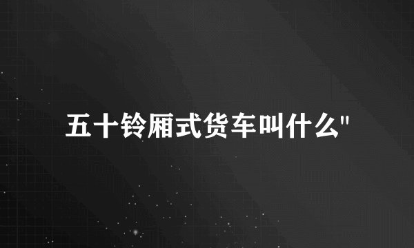 五十铃厢式货车叫什么