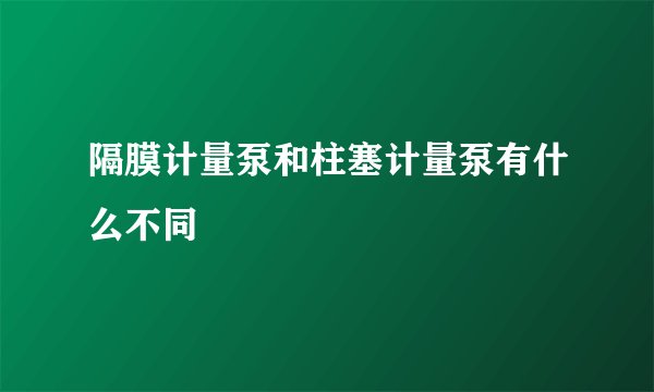隔膜计量泵和柱塞计量泵有什么不同
