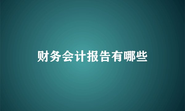 财务会计报告有哪些