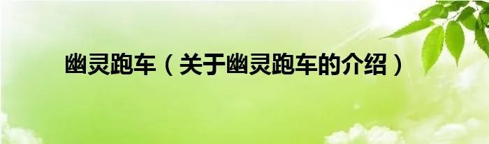幽灵跑车（关于幽灵跑车的介绍）
