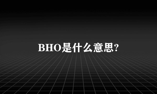 BHO是什么意思?