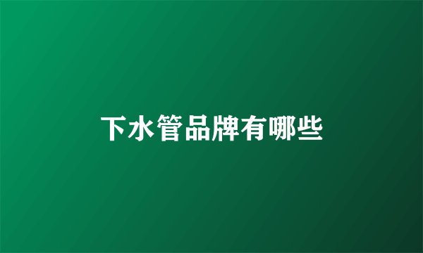 下水管品牌有哪些