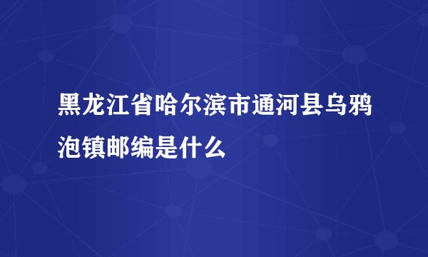 黑龙江省哈尔滨市通河县乌鸦泡镇邮编是什么