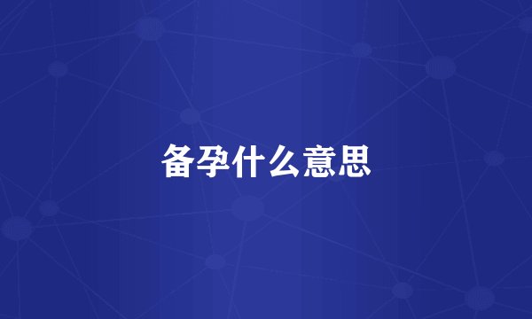 备孕什么意思