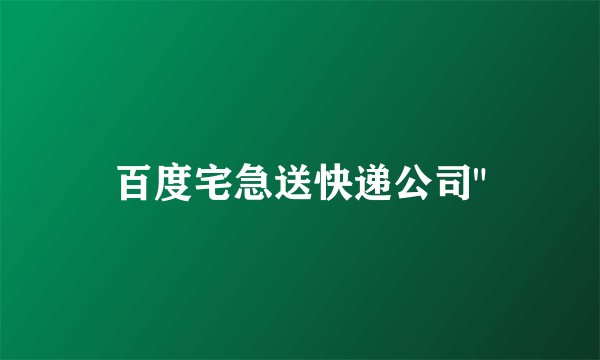 百度宅急送快递公司