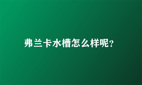 弗兰卡水槽怎么样呢？