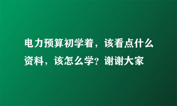 电力预算初学着,该看点什么资料,该怎么学?谢谢大家