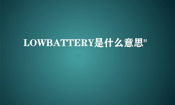 LOWBATTERY是什么意思