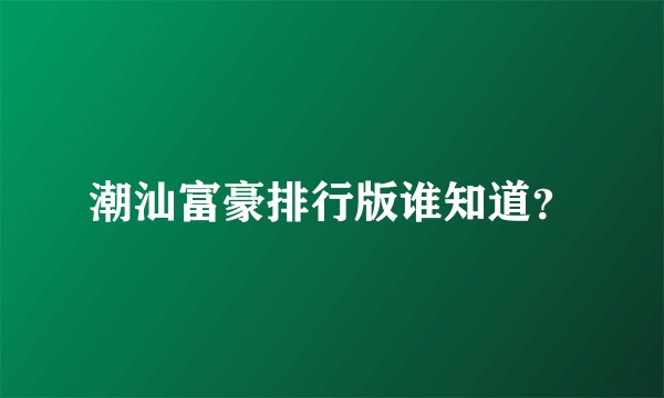 潮汕富豪排行版谁知道？