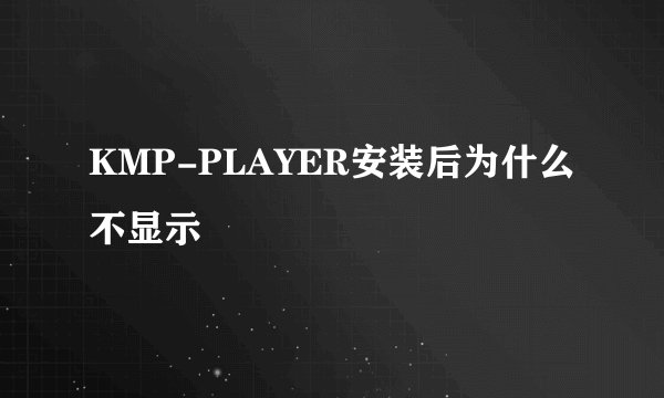 KMP-PLAYER安装后为什么不显示