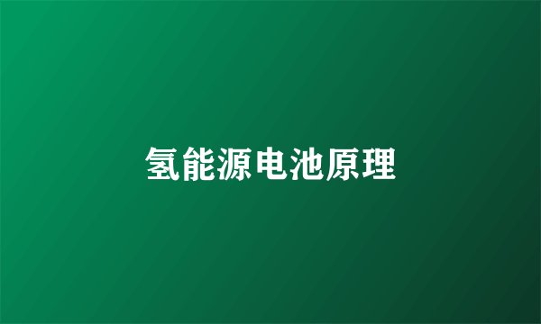 氢能源电池原理