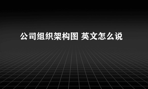 公司组织架构图 英文怎么说