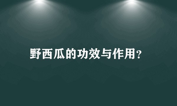 野西瓜的功效与作用？