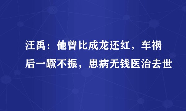 汪禹：他曾比成龙还红，车祸后一蹶不振，患病无钱医治去世
