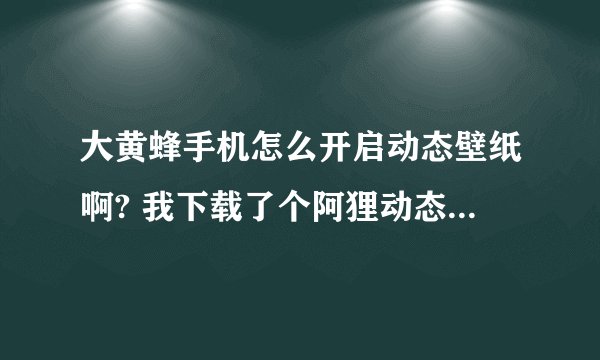 大黄蜂手机怎么开启动态壁纸啊? 我下载了个阿狸动态壁纸没法设置啊?