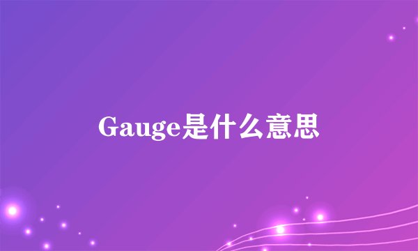 Gauge是什么意思