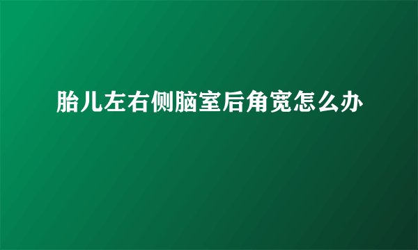 胎儿左右侧脑室后角宽怎么办