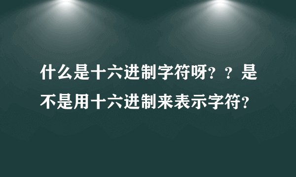 什么是十六进制字符呀？？是不是用十六进制来表示字符？