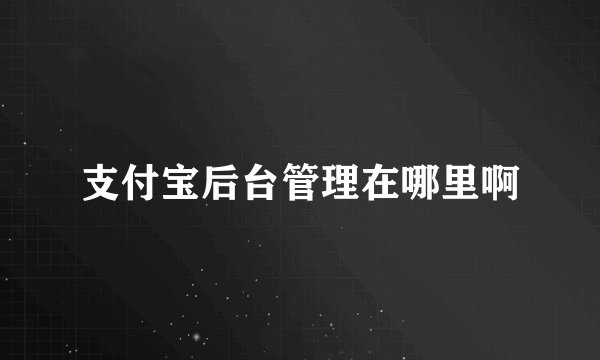 支付宝后台管理在哪里啊