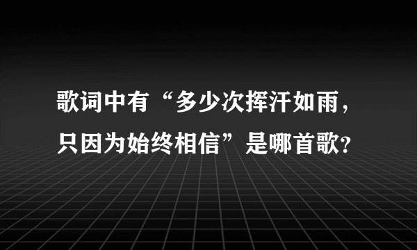 歌词中有“多少次挥汗如雨，只因为始终相信”是哪首歌？