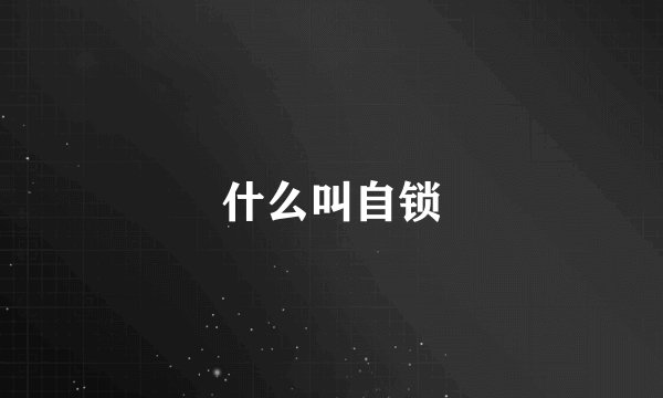什么叫自锁