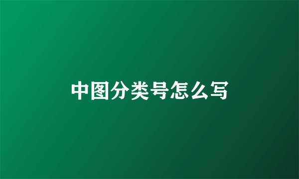 中图分类号怎么写