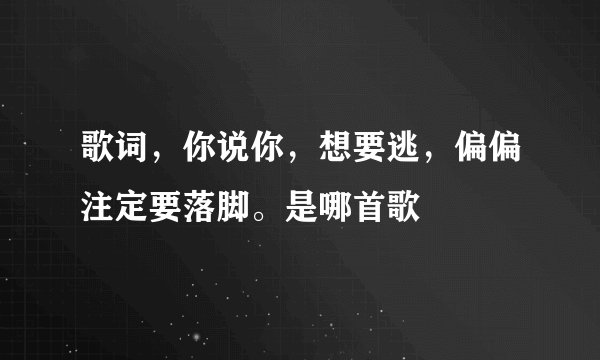 歌词,你说你,想要逃,偏偏注定要落脚。是哪首歌