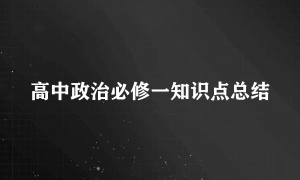 高中政治必修一知识点总结