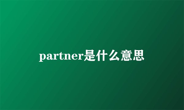 partner是什么意思