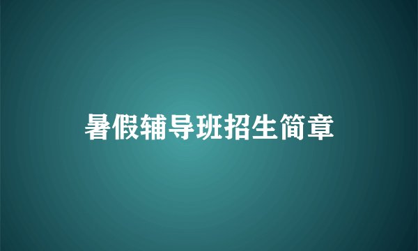暑假辅导班招生简章