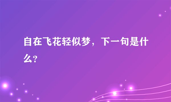 自在飞花轻似梦，下一句是什么？