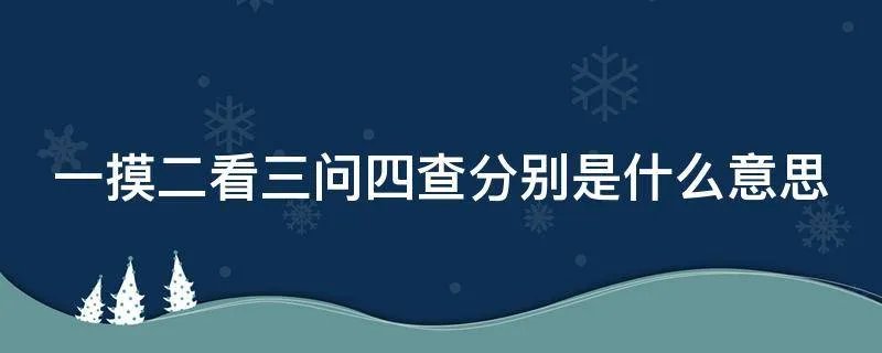 一摸二看三问四查分别是什么意思